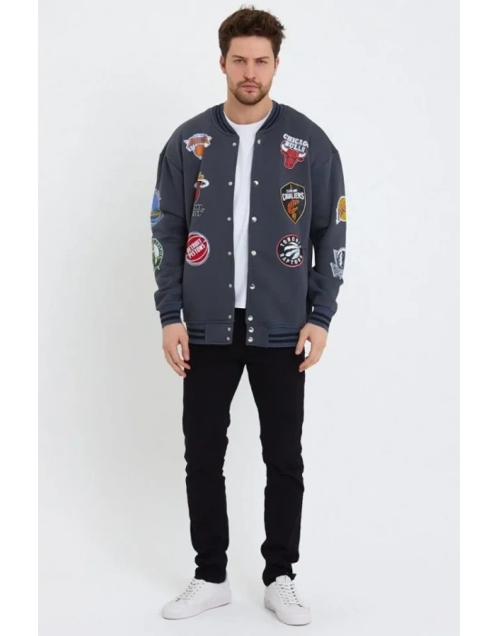 Erkek Baskılı Kolej Ceket  acivert