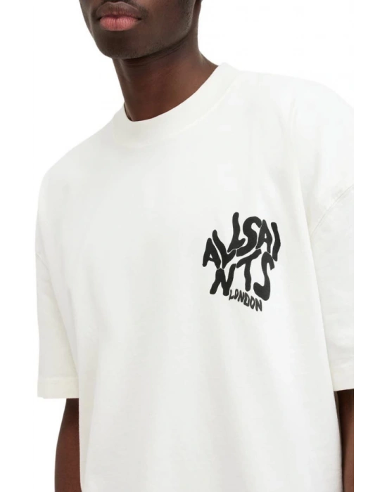 Erkek Baskılı Oversize Tshirt  Beyaz