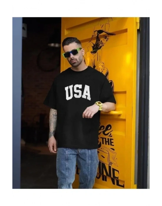 Erkek Baskılı Oversize Tshirt  iyah