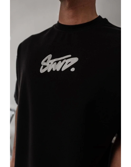 Erkek Baskılı Oversize Tshirt  iyah