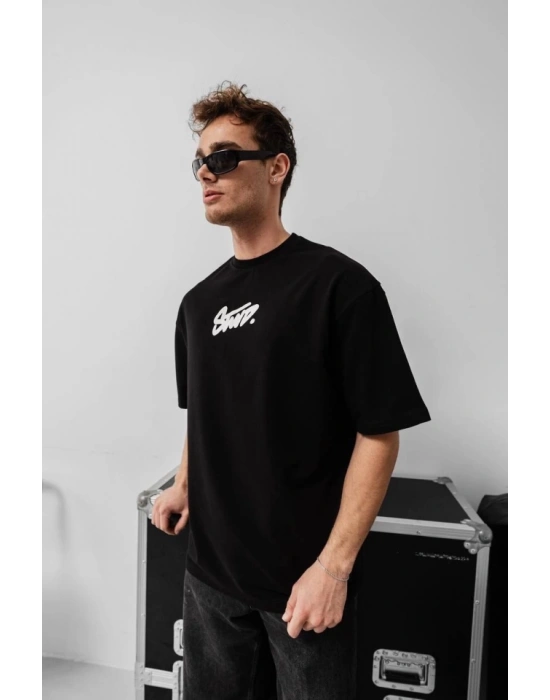 Erkek Baskılı Oversize Tshirt  iyah