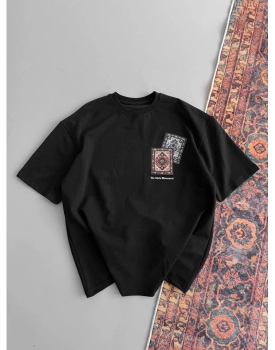 Erkek Baskılı Oversize Tshirt  iyah