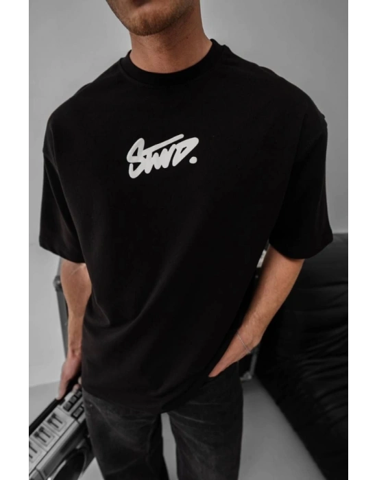 Erkek Baskılı Oversize Tshirt  iyah
