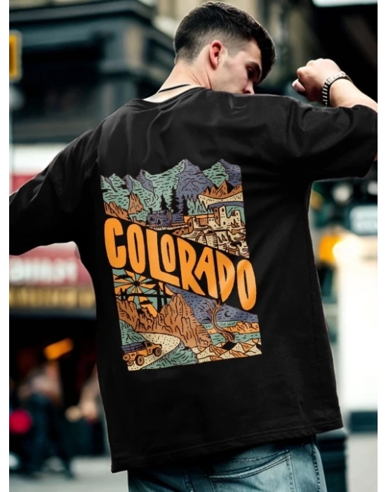 Erkek Baskılı Oversize Tshirt  iyah