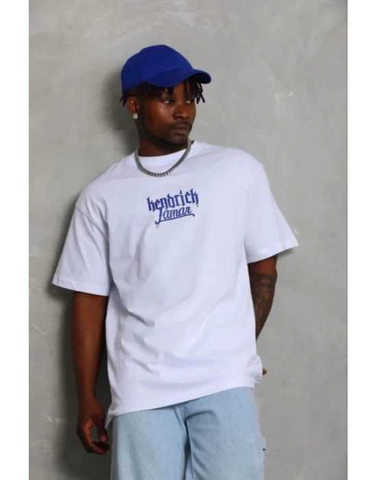 Erkek Baskılı Thirt Kısa Kol Bisiklet Yaka Regular Fit Rahat Kalıp Günlük Tişört  Beyaz