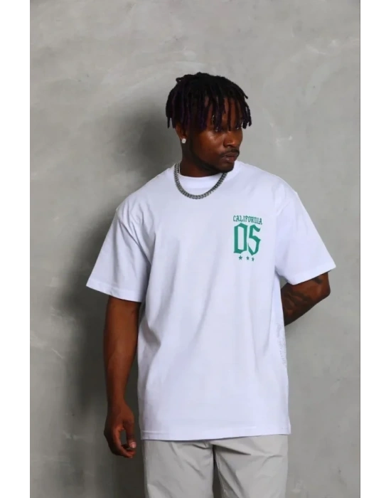 Erkek Baskılı Thirt Kısa Kol Bisiklet Yaka Regular Fit Rahat Kalıp Günlük Tişört  Beyaz