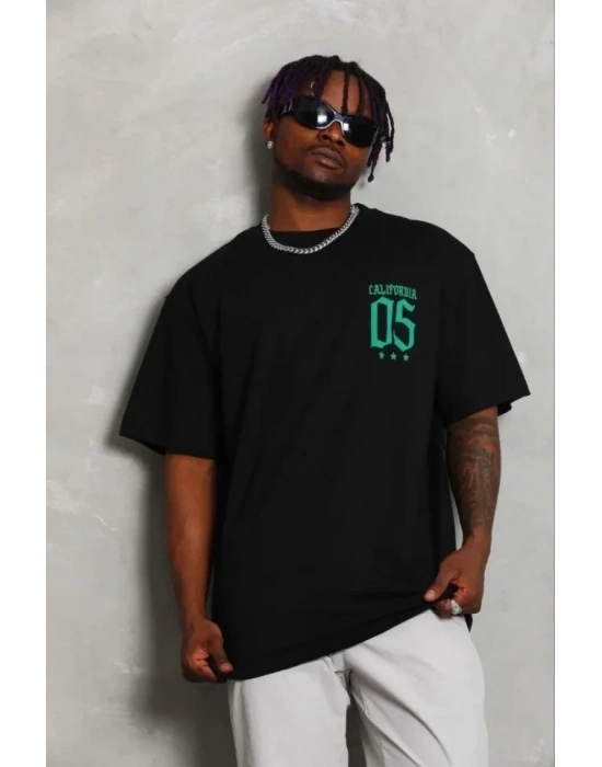 Erkek Baskılı Thirt Kısa Kol Bisiklet Yaka Regular Fit Rahat Kalıp Günlük Tişört  iyah