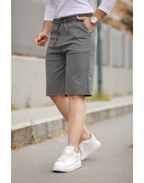 Erkek Beli Bağcıklı Ve Düğmeli Bezayağı Kumaş şort