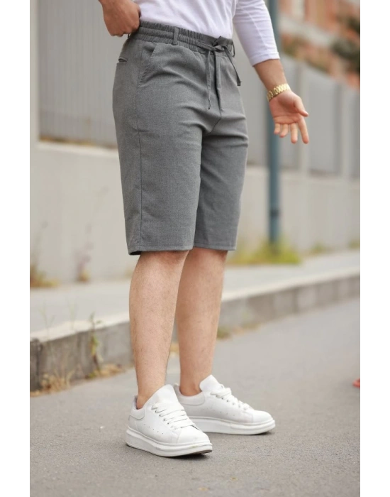 Erkek Beli Bağcıklı Ve Düğmeli Bezayağı Kumaş şort