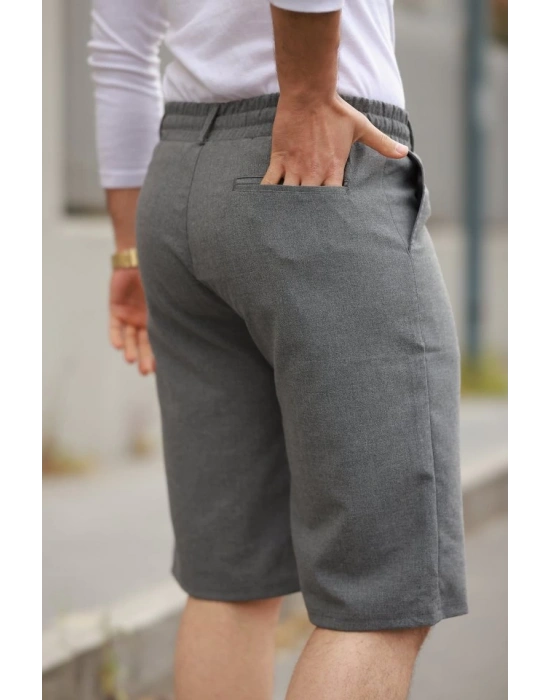 Erkek Beli Bağcıklı Ve Düğmeli Bezayağı Kumaş şort