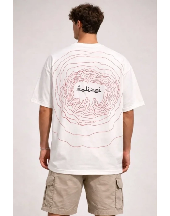 Erkek Bisiklet Yaka Baskılı Kısa Kollu Tişört treetwear Günlük Basic Pamuklu Tshirt  Beyaz