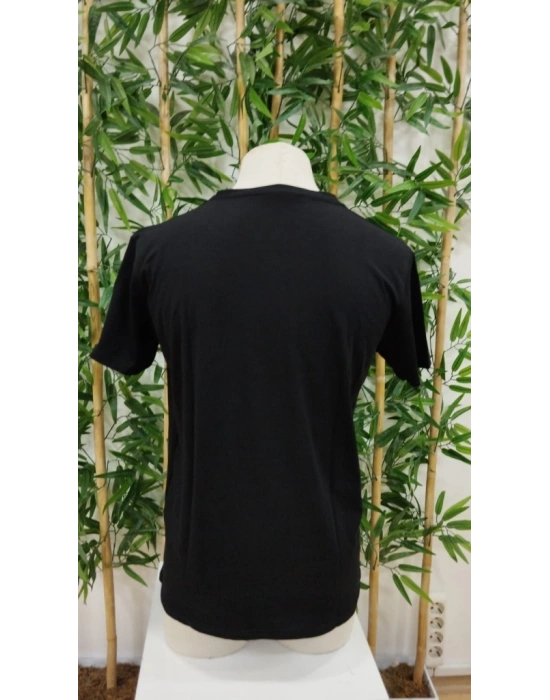 Erkek Bisiklet Yaka Kedi Baskılı Süprem Tshirt