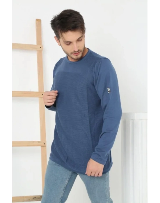 Erkek Biskilet Yaka Kolu Armalı  Koyu avi