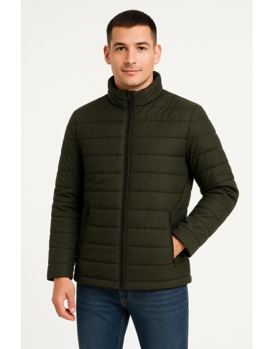 Erkek Bomber ont Ceket – Su İtici Kumaş, Kapitone Astarlı, Fermuarlı, Kışlık  Haki