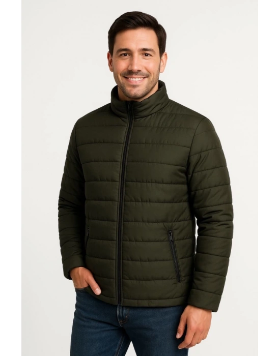 Erkek Bomber ont Ceket – Su İtici Kumaş, Kapitone Astarlı, Fermuarlı, Kışlık  Haki