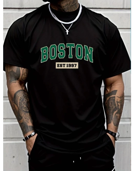 Erkek Boston Baskılı Süprem Tshirt