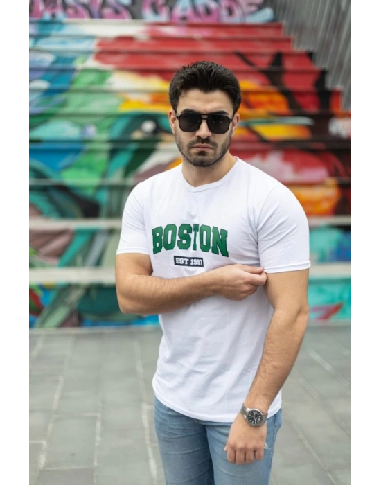 Erkek Boston Baskılı Süprem Tshirt