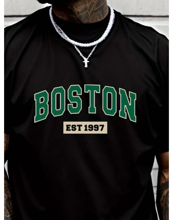 Erkek Boston Baskılı Süprem Tshirt