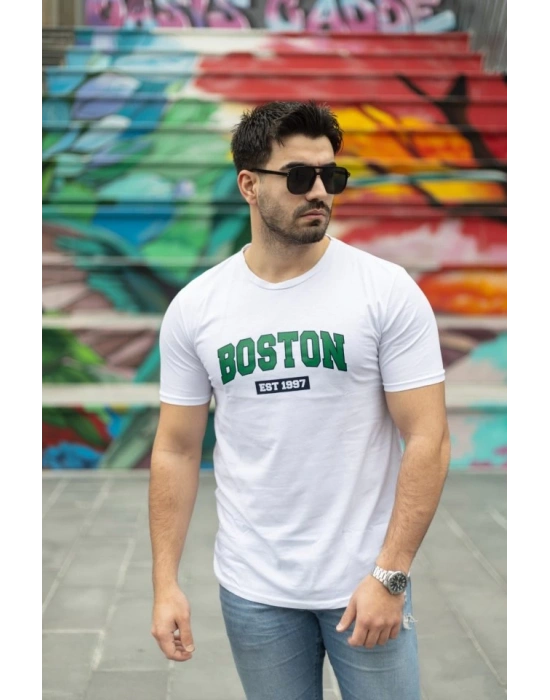 Erkek Boston Baskılı Süprem Tshirt