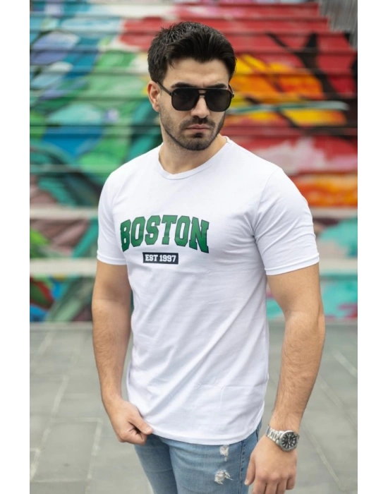 Erkek Boston Baskılı Süprem Tshirt