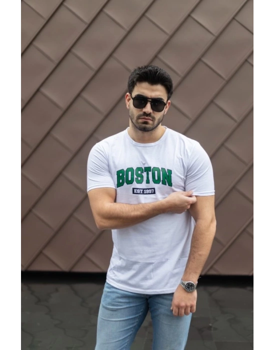 Erkek Boston Baskılı Süprem Tshirt