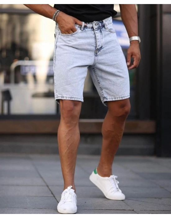 Erkek Buz Mavi Kar Yıkama Şort