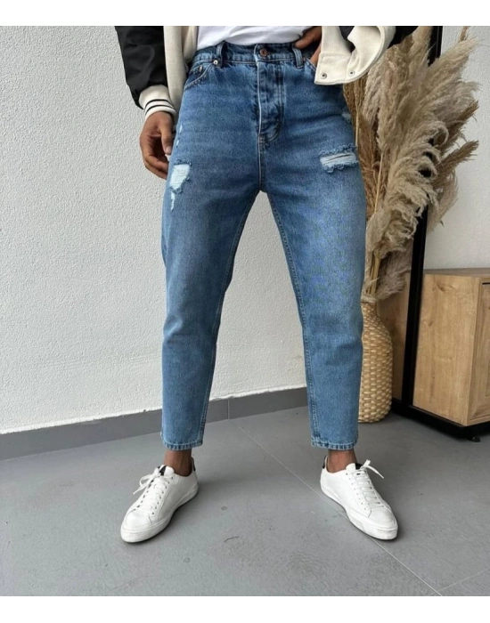 Erkek Cep Yırtık Detaylı Mom Jean