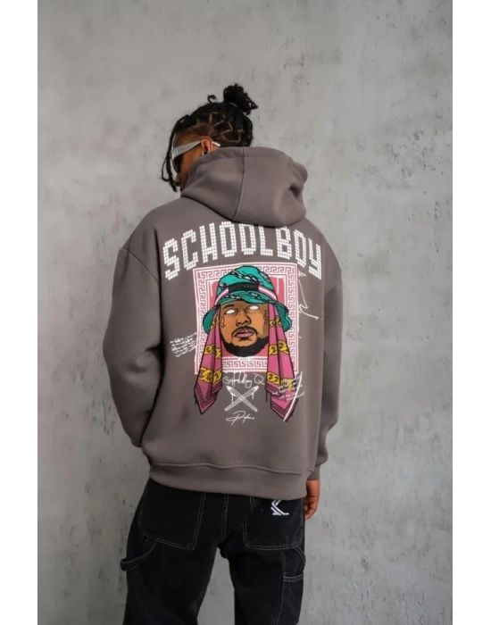 Erkek CHOO BOY Baskılı Kapüşonlu weat  Gri