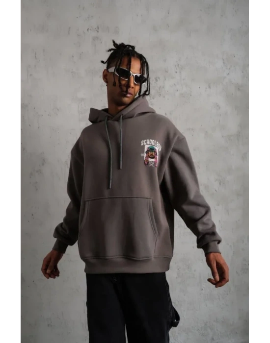 Erkek CHOO BOY Baskılı Kapüşonlu weat  Gri