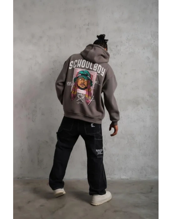 Erkek CHOO BOY Baskılı Kapüşonlu weat  Gri