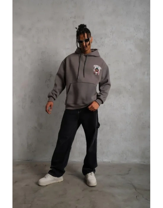 Erkek CHOO BOY Baskılı Kapüşonlu weat  Gri