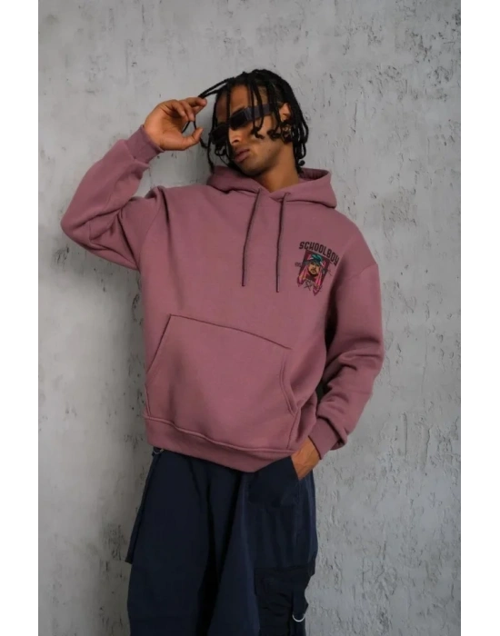 Erkek CHOO BOY Baskılı Kapüşonlu weat  Gül Kurusu