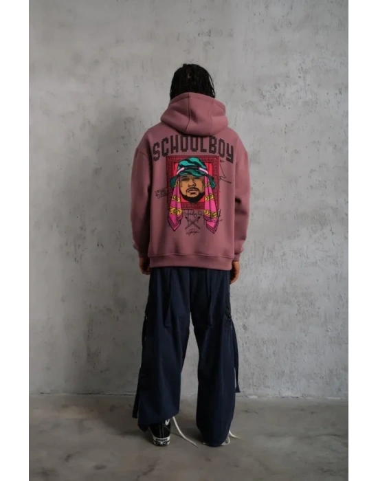 Erkek CHOO BOY Baskılı Kapüşonlu weat  Gül Kurusu