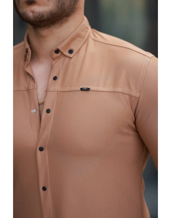 Erkek çıtçıt Düğmeli Dikiş Detaylı Uzun Kollu Gömlek