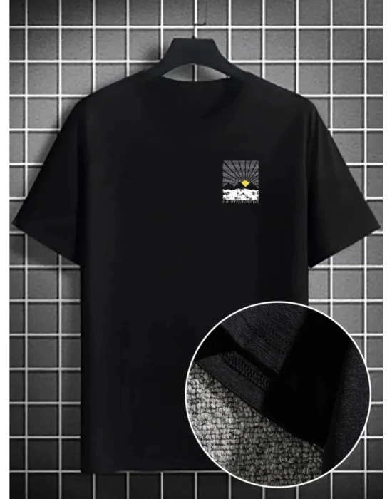 Erkek Dağ Grafikli Tişört, Yaz Için Büyük Beden Rahat Tshirt  iyah