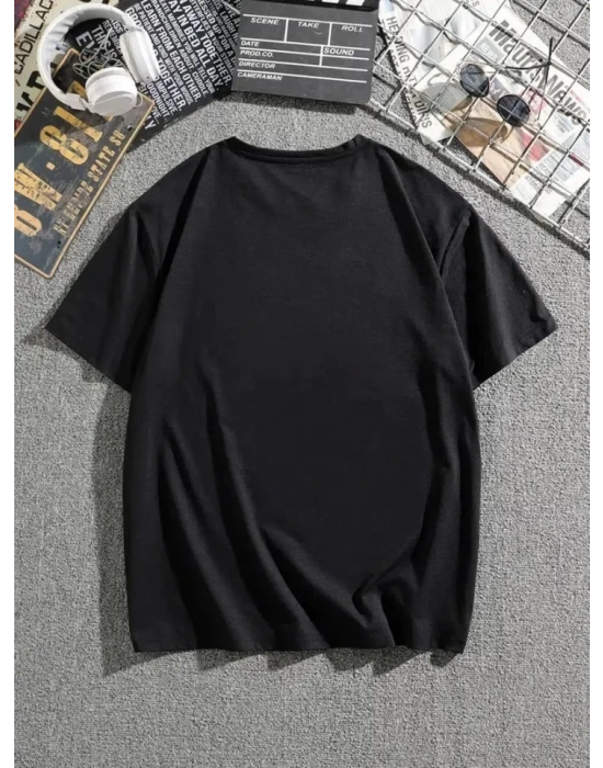 Erkek Dağ Grafikli Tişört, Yaz Için Büyük Beden Rahat Tshirt  iyah