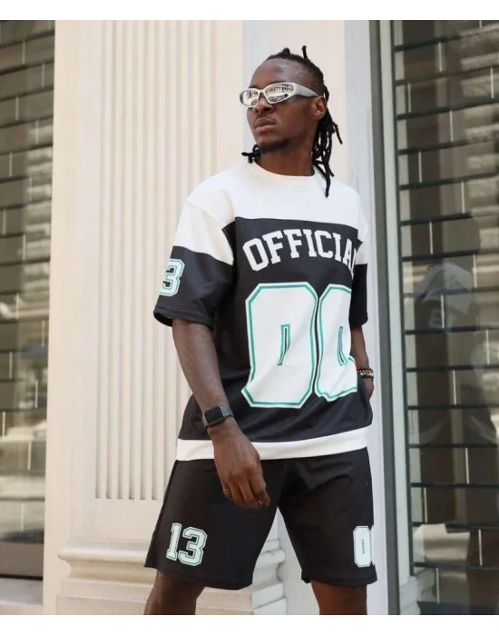 Erkek Dijital Baskılı Şortlu Takım  acivert