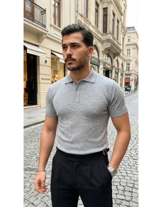 Erkek Düğme Yakalı Kısa Kollu Pamuk Triko Tişört
