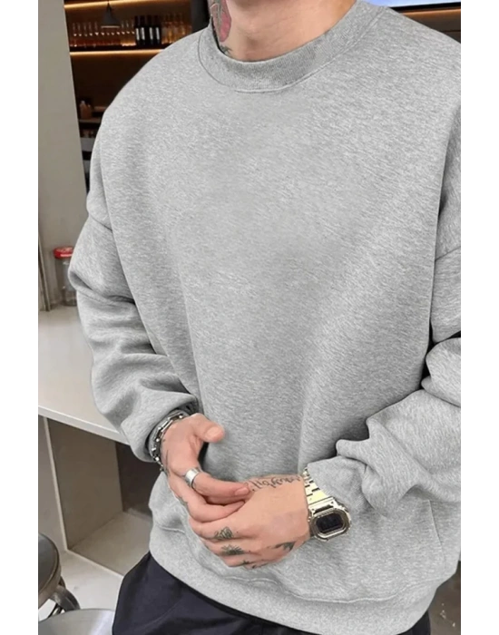 Erkek Düz Bisiklet Yaka weat  Gri