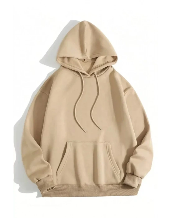 Erkek Düz Kapüşonlu weat  Bej