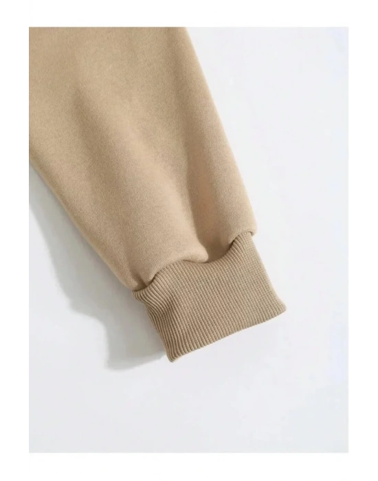 Erkek Düz Kapüşonlu weat  Bej