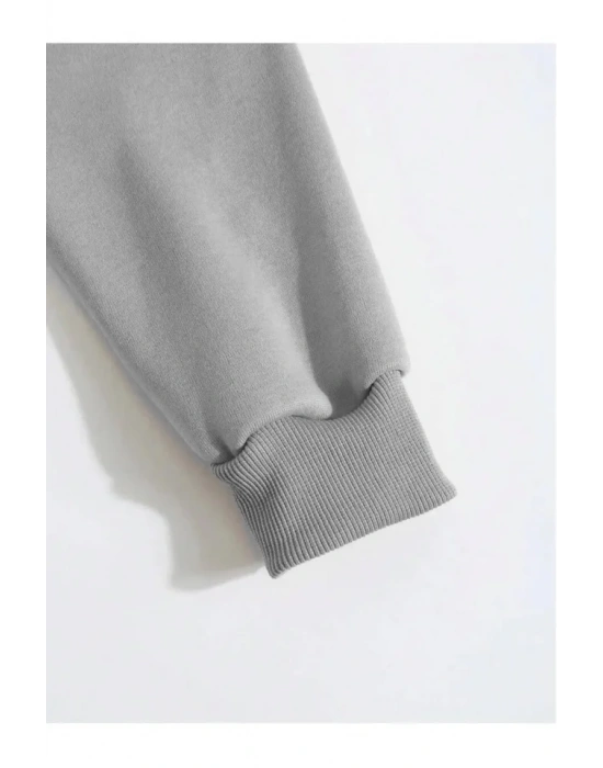 Erkek Düz Kapüşonlu weat  Boyalı Gri