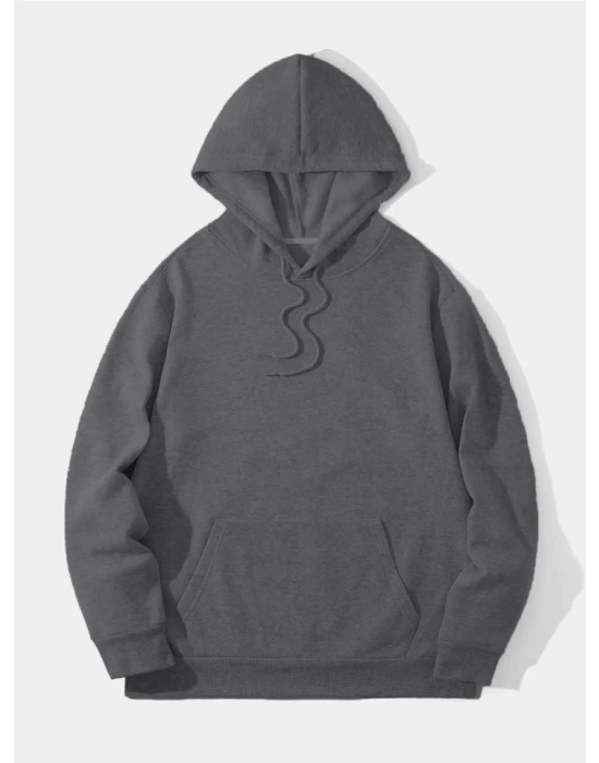 Erkek Düz Kapüşonlu weat  Füme