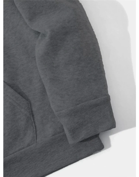 Erkek Düz Kapüşonlu weat  Füme