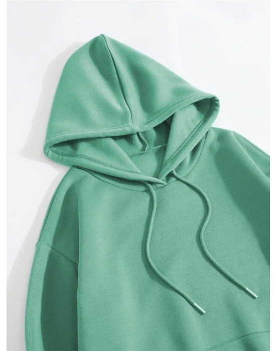 Erkek Düz Kapüşonlu weat  int Yeşili