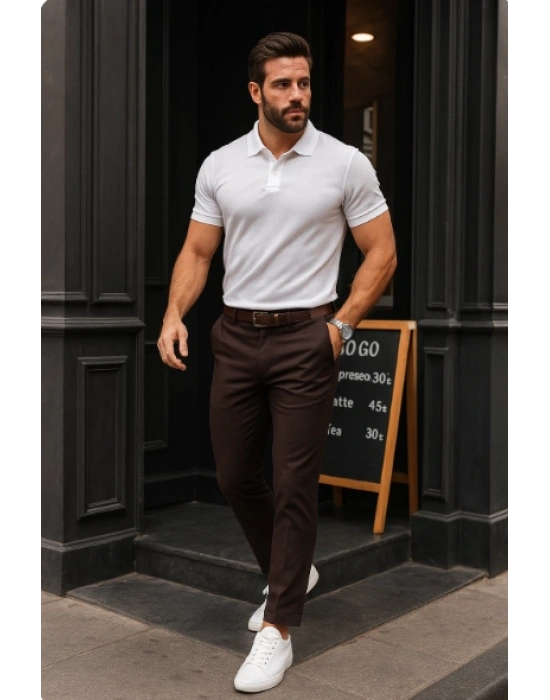 Erkek Düz Kesim Bilek Boy Kumaş Pantolon