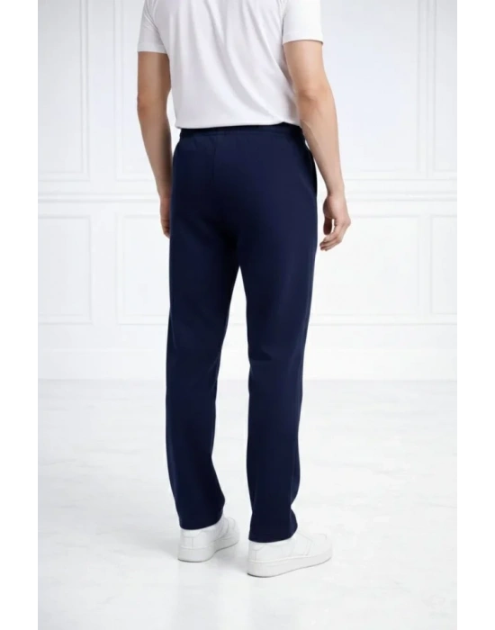 Erkek Düz Paça Beli astikli İpli Günlük por Eşofman Altı Rahat Fit  acivert