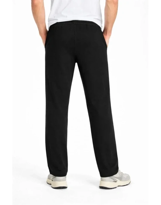 Erkek Düz Paça Beli astikli İpli Günlük por Eşofman Altı Rahat Fit  iyah