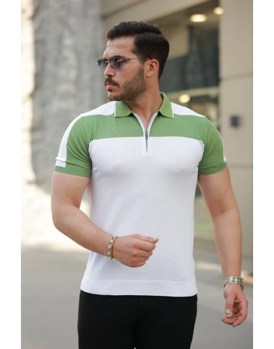 Erkek Fermuar Yakalı Kısa Kollu Tişört