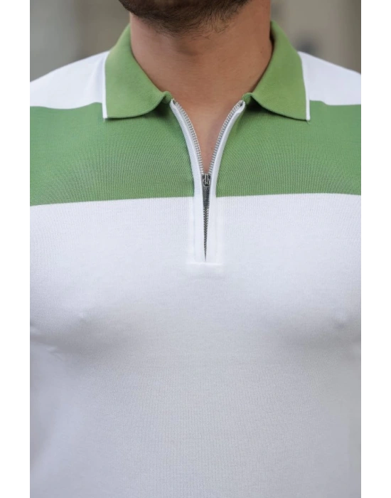 Erkek Fermuar Yakalı Kısa Kollu Tişört